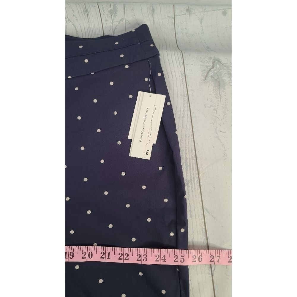Joe B 3X Pull On Capri Pants Blue Cream Polka Dot Criss Cross Open Ankle Stretch - Picture 5 of 9